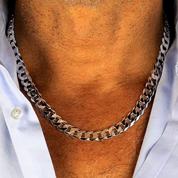 20” Men’s Solid 925 Sterling Silver Cuban Necklace - Picture 5 of 6